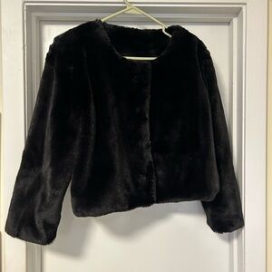 Adrianna Papell Black Faux Fur Jacket